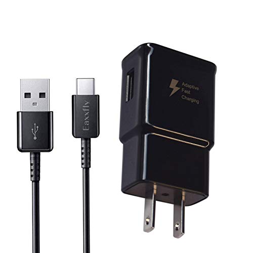 Adaptive Fast Wall Charger Adapter with USB Type C to A Cable Cord Compatible Samsung Galaxy S10 S10e / S9 / S9+ / S8 / S8 Plus/Active/Note 8 / Note 9 and More