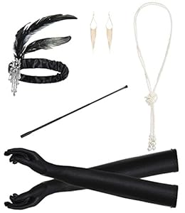 JustinCostume 1920s Accessories Headband Necklace Gloves Cigarette Holder (A11)