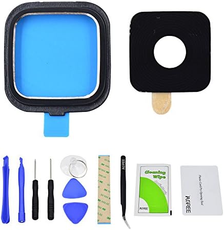 IAGREE Rear Camera Glass for Samsung Galaxy Note 4 N910 N910a N910t Camera Lens Replacement Part with Repair Tools Kits (Black with Frame)