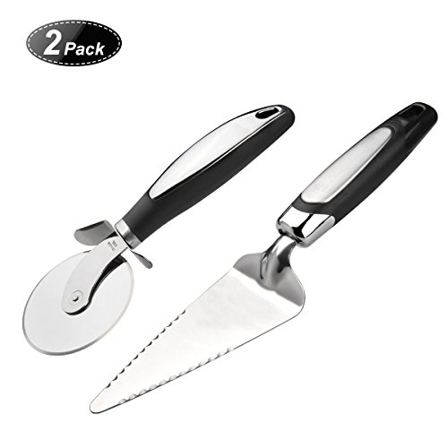 Pizza Wheel Cutter,DUUDO Pizza Shovel Tools,Premium Professional Sharp Pizza Slicer With Thumb Protection Stainless Steel (2 pack)