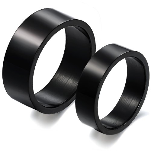 3Aries Black Titanium Stainless Steel Simple Design Men Wedding Band Couple Ring Size 9