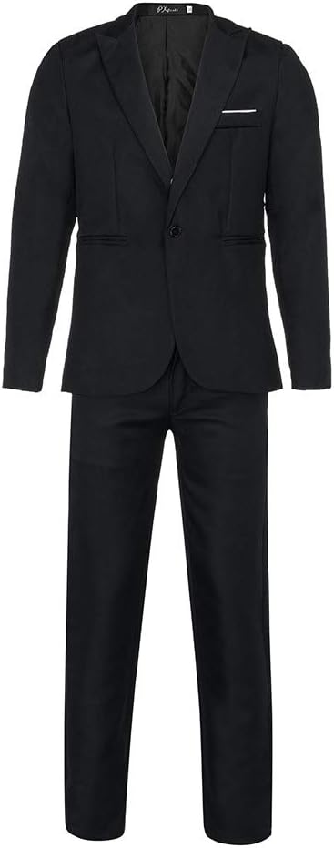 Rosennie Mens Pure Colour Wedding Formal Business Slim Fit Button Tuxedo Suit Men Prom Tuxedos Fashion Party Jacket Pants Set
