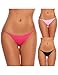 Ekouaer Soft Breathable Brief Panties Thong Underwear For Women 3 Pack,Black/Red/Rose,Medium