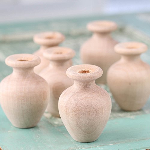 Factory Direct Craft Group of Mini Unfinished Wood Urn Vases for Wedding and Party Favors, Fairy Gardens and Other Places (2 inches high x 1 1/2 inches diameter, Group of 24)