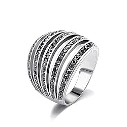 Mytys Vintage Wide Ring Classic Black Marcasite