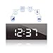 GLOUE Led Digital Alarm Clock,Alarm Clocks Bedside Temperature Display- Snooze and Large Display- Adjustable Brightness - USB Port and Battery Back Up, Bedroom Mirror Travel Alarm (White Light)