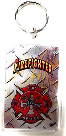 HP IndustriesFire Department 2x3 Acrylic Keychain w/1" Keyring Decal Logo Emblem Firefighter