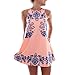 FINEJO® Lady Women's Sleeveless Flower Printed Casual Mini Dress