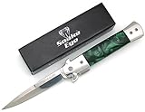 Snake Eye Tactical Assisted Open Folding Drop Point Blade Pocket Knife Self Defense Everyday Carry (Green Pearl)