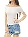 Allegra K Women's Off Shoulder Top Short Sleeve Halloween Solid Basic Slim Fit Tees Small White