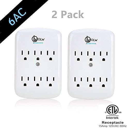 Outlet Extender，Wall Surge Protector 6 AC Outlets Multi Plug Outlet，6-Plug Extender，Wall Outlet Expander Suitable for Home，Wall Mount Adapter with 450 Joules, ETL Certified