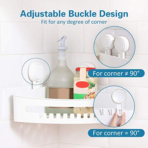 LEVERLOC Corner Shower Caddy Shower Shelf Suction Cup Wall Mounted