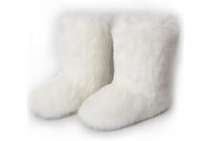 ZOSCGJMY Faux Fur Boots for Women Fuzzy Fluffy Furry Round Toe Suede Winter Snow Boots Flat Shoes