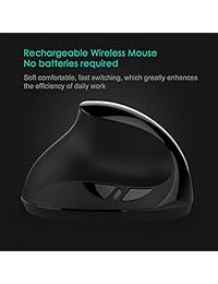 Ratón de mano izquierda, Acedada inalámbrico recargable 2,4 G ratón ergonómico vertical de mano izquierda con receptor nano y menos ruido.