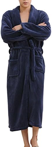 Happy Ever Men's Soft Velour Warm Bath Robe Classical Shawl Collar Sleepwear SY33 (Darkblue,XXXL)
