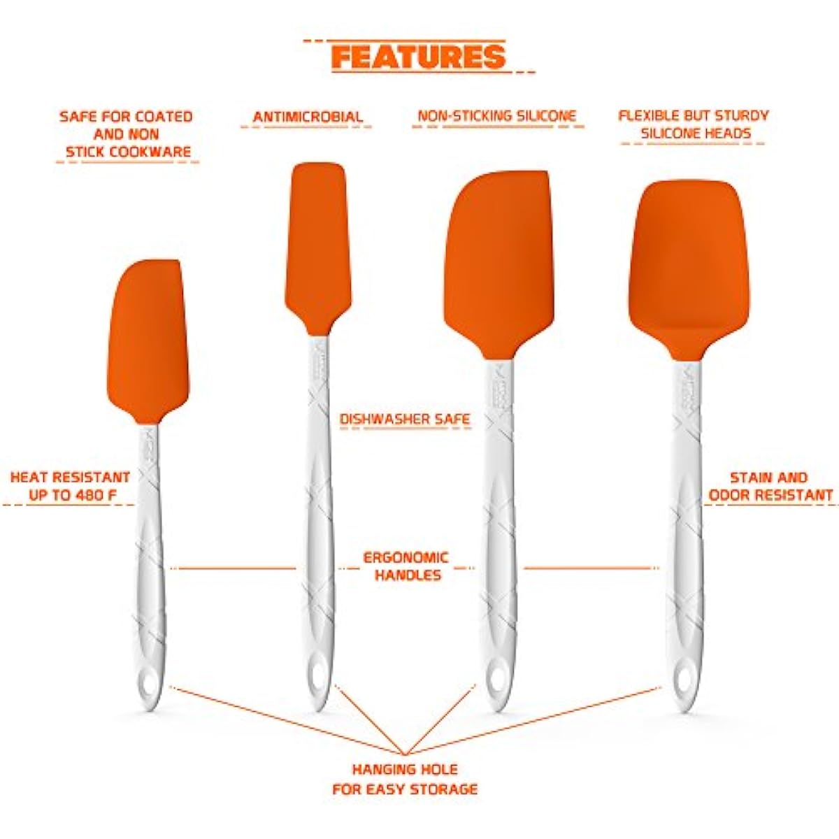 Spatulas Set Heat Resistant Silicone Rubber Spatula Kitchen Utensils