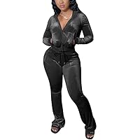 Amazon.com: Womens 2 Piece Velour Hoodie Jogger Tracksuit Two