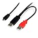 StarTech.com 1 ft USB Y Cable for External Hard Drive - Dual USB A to Micro B (USB2HAUBY1)