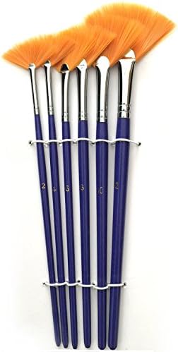 6 Set Fan Bristle Paint Brush - Oil Acrylic Artist Professional #2,4,6,8,10,12