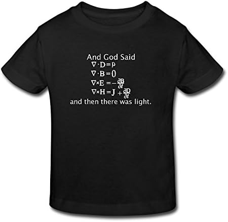 Unisex Toddler Children Summer Stylish God Said and Then There was Light Kin-Friendly Cartoon Top 2 Toddler Black