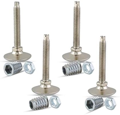 Furniture Leveler Or Leg Extenders Tee Nut Kit 4 Pack Of 3 8 Swivel Glide Leg Levelers With T Nuts And Jam Nuts To Stabilize Each Foot For Table Or Cabinet Legs And Feet
