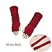Womens Crochet Knit Fingerless Arm Warmers With Thumb Hole Super Long Winter Cold Weather Gloves Mittens (Wine Red)