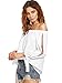 SheIn Women's Off Shoulder Slit Sleeve Tie Cuff Blouse Top Large White