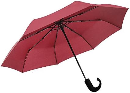 Travel Umbrella Folding Automatic Windproof Compact Umbrellas Auto Open Close, Easy Touch Golf Umbrella with Light Reflective,10 Ribs Automatic Umbrella for Men and Women (red)