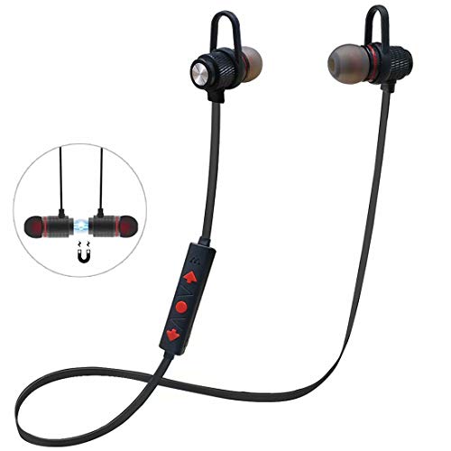 Bluetooth Headphones Sport, Stereo Magnetic Wireless Earbuds with HD Mic Bluetooth 4.1 and Secure Fit Noise Isolating Headsets IPX5 Sweatproof in Ear Earphones for Running Gym Workout iPhone Samsung
