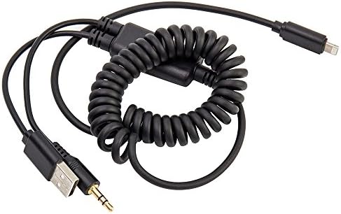 WarmCare Bmw Car AUX Audio Adapter Auxiliary Input Coiled Cable Connector Stereo USB Interface Universal Cable Support Mini iPod iPhone 5 6 7 S SE
