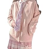 Preppy Aesthetic Clothes Cute Japanese School Sweater Kawaii Solid V-Neck Loose Knitted Cardigan JK Uniform Cosplay