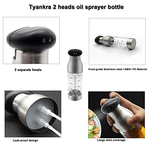 Tyankra Oil Sprayer for Cooking, 2 IN 1 Olive Oil Mist Spray Bottle, Portable Oil Mister with Basting Brush,Bottle Brush for Baking, BBQ, Salad, Air Fryer, Roasting