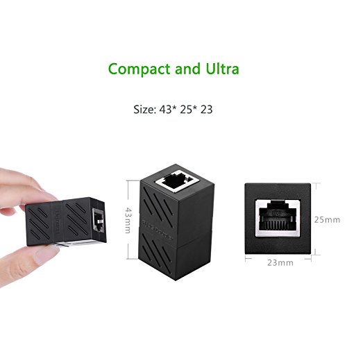 UGREEN RJ45 Coupler 2 Pack In-Line Coupler Cat7/Cat6/Cat5e Ethernet Cable Extender Adapter Female to Female (Black)