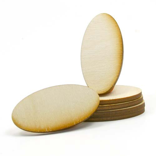 Mylittlewoodshop - Pkg of 100 - Oval - 2 inches by 1 inches and 1/8 inch thick unfinished wood(LC-OVAL01-100)