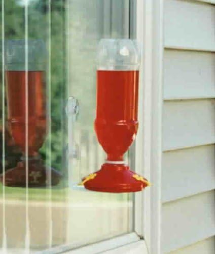 GadjitGadjit Soda Bottle Window Hummingbird Feeders (2 Pack) - Fill Plastic Soda Bottle with Nectar, Twist on Feeding Tray, Suctions to Outdoor Window (Red)