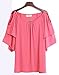 Merryfun Women's Summer Cold Shoulder Ruffle Sleeve Loose Stretch Tops Tunic Blouse Shirt,Watermelon Red XL