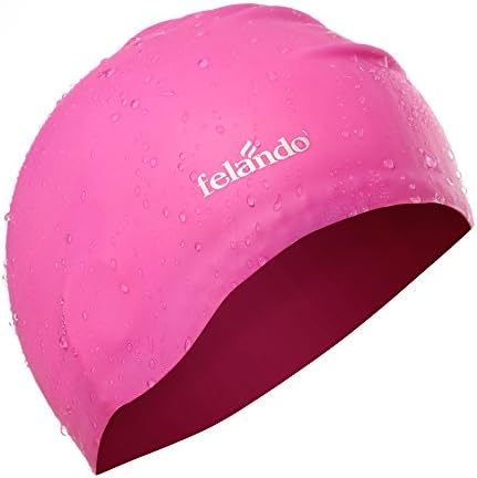 Felando Long Hair Purple Swim Cap Thick Hair,Curly Hair, Dreadlocks, Ear Wrap Swim Hat Keeps Hair Dry Large Silicone Swim Cap For Women Men Girls And Adult Kids Sports