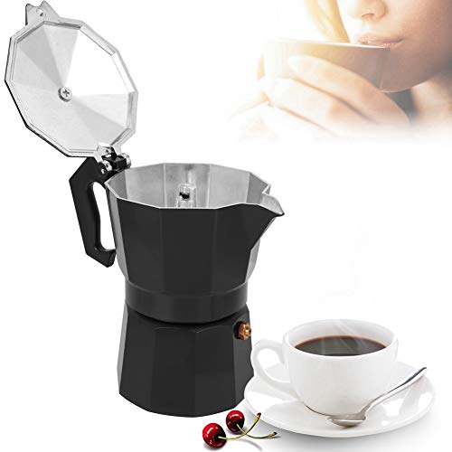 Atyhao Stovetop Espresso Maker Moka Pot, 300ml 6Cup Stove Top Coffee Maker Moka Italian Espresso Greca Coffee Brewer Percolator(Black)