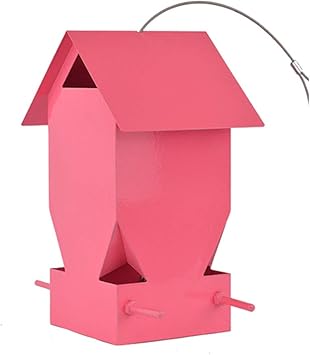 Mxueei Zfgg Metal Bird Feeder Outdoor Pink Feeding Table Bird
