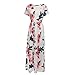 HOOYON Women Summer Casual Floral Long Maxi Dress Short Sleeve with Pockets,White Short,Small