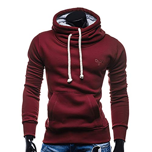 Men's High Neck Hoodie Duseedik Fashion Autumn Winter Casual Hooded Pocket Pullover Outwear Tops Blouse