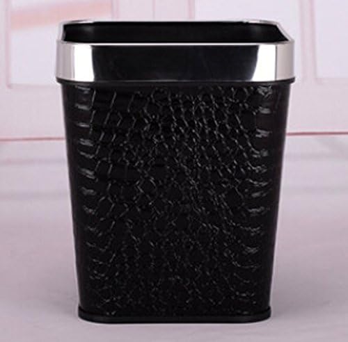 European Fashion Without Cover Trash Bins Kitchen Bathroom Square Trash Can Small (Black crocodile)