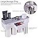 BHeadCat TIN-BATH01 Family Magnetic Plastic Tooth-Brushing Water Washing Teeth Cleaner Cup Automatic Toothpaste Dispenser with Toothbrush Holder, White-Gray