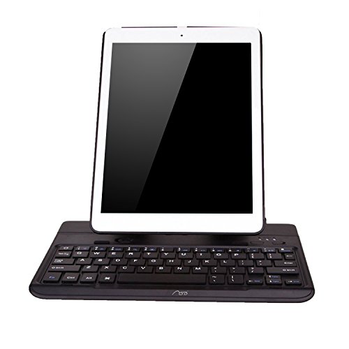 Aerb Folio Laptop Keybook Removable Detachable Bluetooth Keyboard Case With 360 Degree Swivel Stand Multiple Viewing Angles for iPad Air, Black