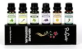 Best Essential Oils Gift Set by PureScents, 100% Pure, Six 10ml (0.34 fl oz) Aromatherapy Oils. Perfect to kill Germs, Bad Smells and a Bad Mood, great for a Relaxing and Rejuvenating Experience!