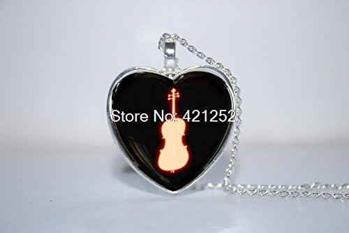 Pretty Lee 2015 Fashion Violin Instrument Pendant Music Instrument Jewelry Music Heart Necklace Glass Photo Cabochon Necklace Christmas gift