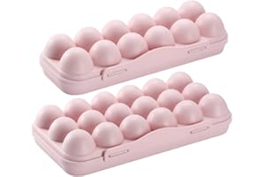 Cabilock 2pcs Egg Tray for Refrigerator Separate Slot Egg Holder Stackable Pink Plastic Storage Organizer