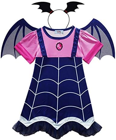 SINOTECHQIN 1 Set Girls Halloween Cosplay Vampire Costume Cartoon Dress + Hair Band + Wing