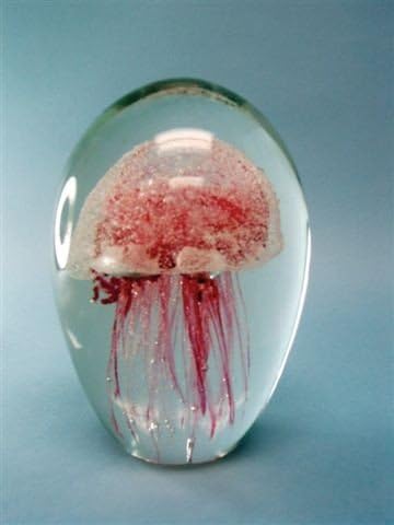 Glass Jellyfish Paperweight (Pink) - Figurine