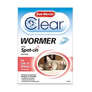 Bob Martin Clear | Spot On Wormer for Cats & Kittens | 100% Effective Tapeworm Treatment (2 Pipettes)
